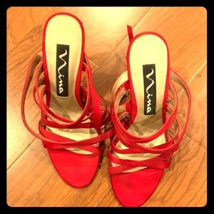 Red dress high heels.